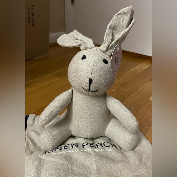 NWT Linen Perch Bella Natural Linen Bunny Stuffed Animal - Picture 1 of 9